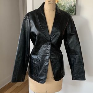 Black leather blazer